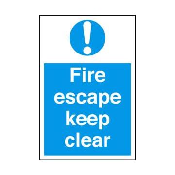 Fire Escape Keep Clear 200Mm X 300Mm Rigid Plastic Sign