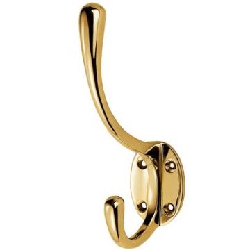 Aa25 Polished Brass Hat & Coat Hook Victorian