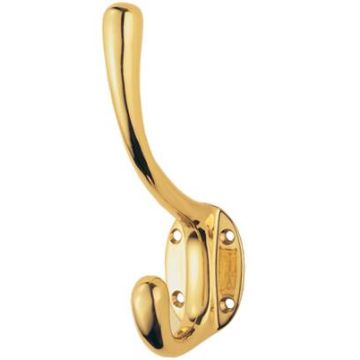 Aq25 Polished Brass Hat & Coat Hook Victorian