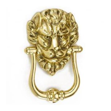 1768 Polished Brass Lions Head Door Knocker