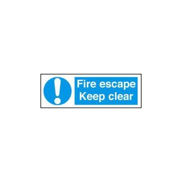 Fire Escape Keep Clear 300Mm X 100Mm Rigid Plastic Sign