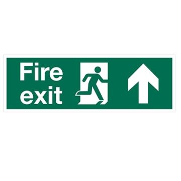 Fire Exit Arrow Up 600Mm X 200Mm Rigid Plastic Sign