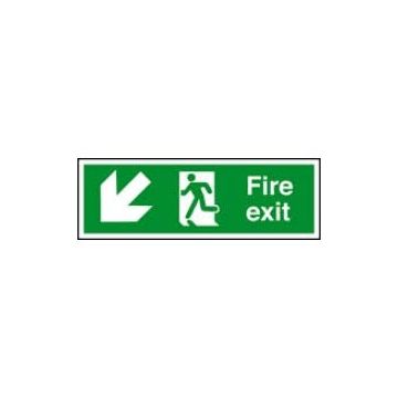 Fire Exit Arrow Down Left 400Mm X 150Mm Rigid Plastic Sign