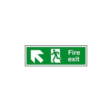 Fire Exit Arrow Up Left 400Mm X 150Mm Rigid Plastic Sign