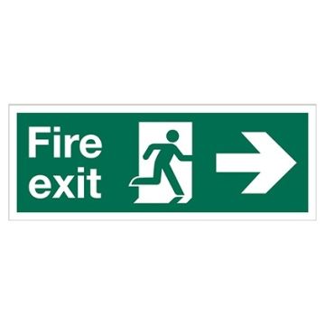 Fire Exit Arrow Right 400Mm X 150Mm Rigid Plastic Sign