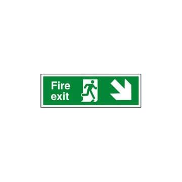 Fire Exit Arrow Down Right 600Mm X 200Mm Rigid Plastic Sign