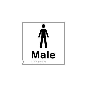 Male 150Mm X 150Mm Black On White Tactile Sign