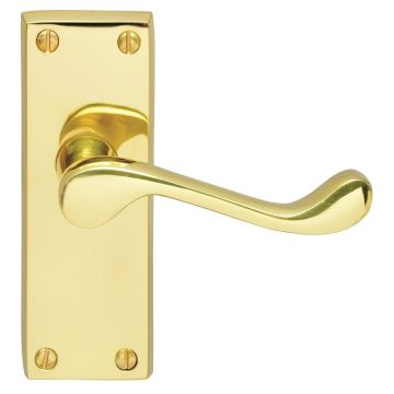 DL55 Victorian Scroll Latch Door Handle Polished Brass