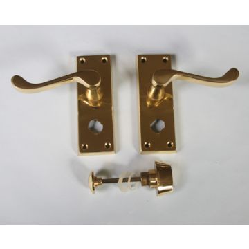 DL55WC Victorian Scroll Privacy Door Handle Polished Brass