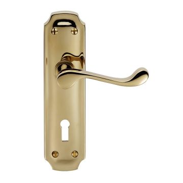 DL68 Birkdale Scroll Lock Door Handle Polished Brass