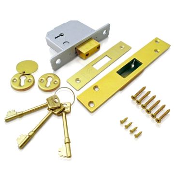 Union 3G114E 5 Lever Deadlock 80mm Brass BS3621 (Chubb At Heart)