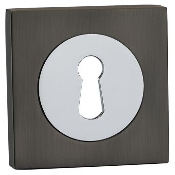 Fortessa Gotham Square Lever Key Hole Cover Gun Metal & Polished Chrome