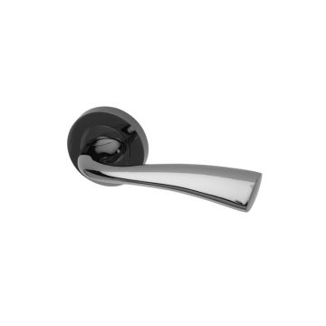 Scimitar Black Nickel Lever Door Handle On Rose