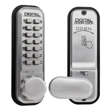 Lockey 2435 Digital Door Lock With Hold Back Satin Chrome