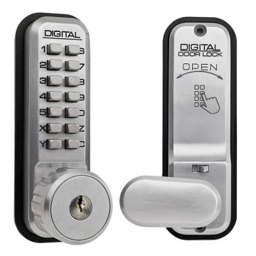 Lockey 2435KD Key Overide Digital Door Lock Satin Chrome