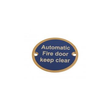 Automatic Fire Door Keep Clear 75Mm Polished Stainless Sign